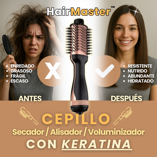 Cepillo HairMaster™ Secador/Alisador/Voluminizador con Keratina