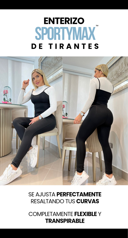Enterizo Negro de Tirantes SportyMax™